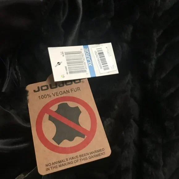 Joujou Vegan Faux Fur Black Vest Size L - Picture 5 of 5
